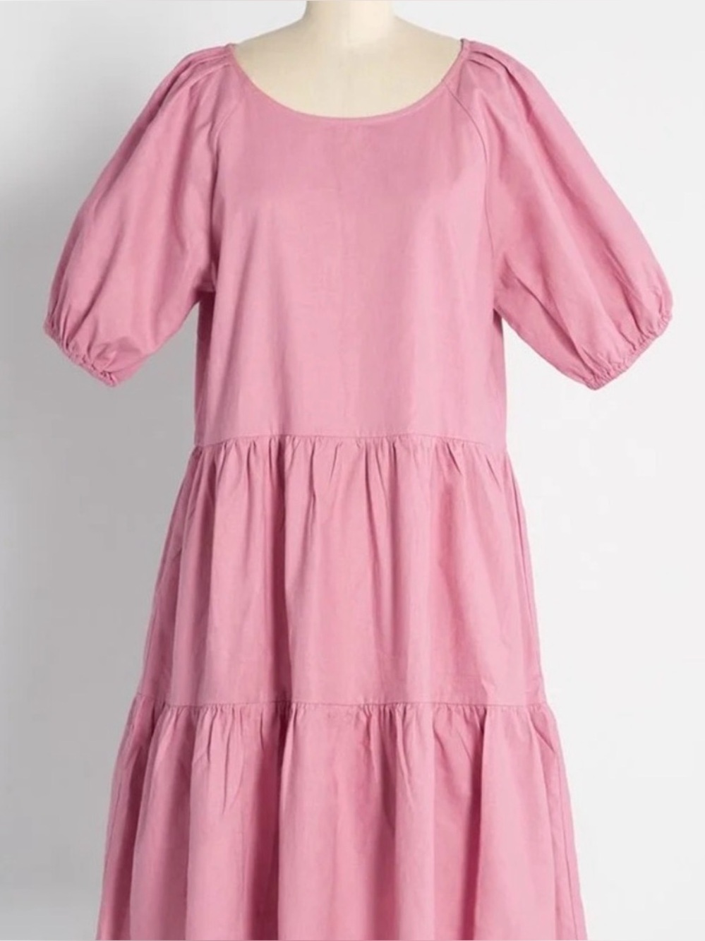ModCloth x Princess Highway Pink Linen Tiered Babydoll Dress Size 12